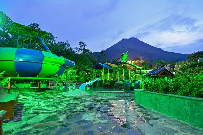 Thermal pools with Arenal Volcano in the background